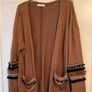 Embellished Long open front cardigan - NWOT